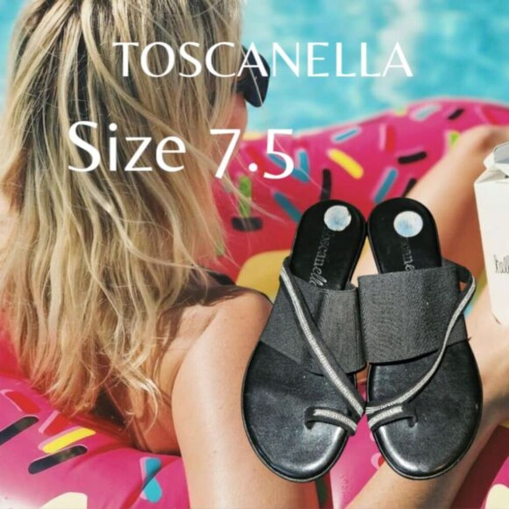 Toscanella Jaded Black/Sliver Sandals 100% Handmade in Italy Size 7.5 (4467)‎